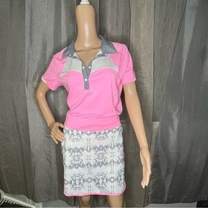 Annika Collection Womens Hot Pink Polo & SKIRT Set Medium
